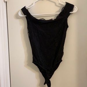 Lace off the shoulder body suit